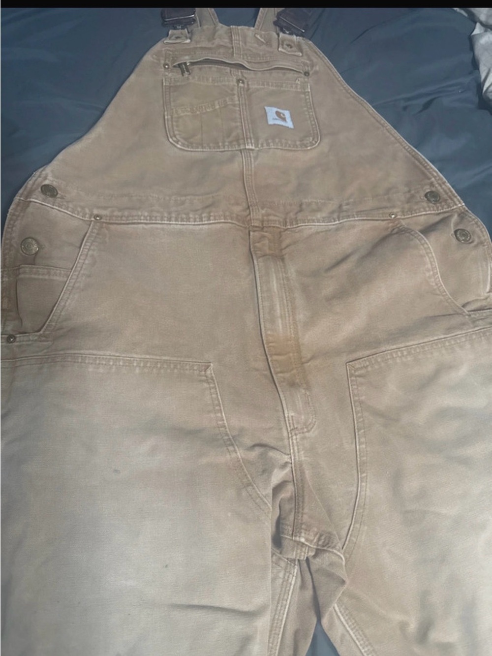 Carhartt Men’s Tan Duck Cargo Overalls